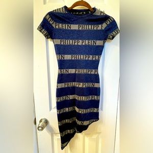 Phillip Plein Asymmetrical Logo Dress